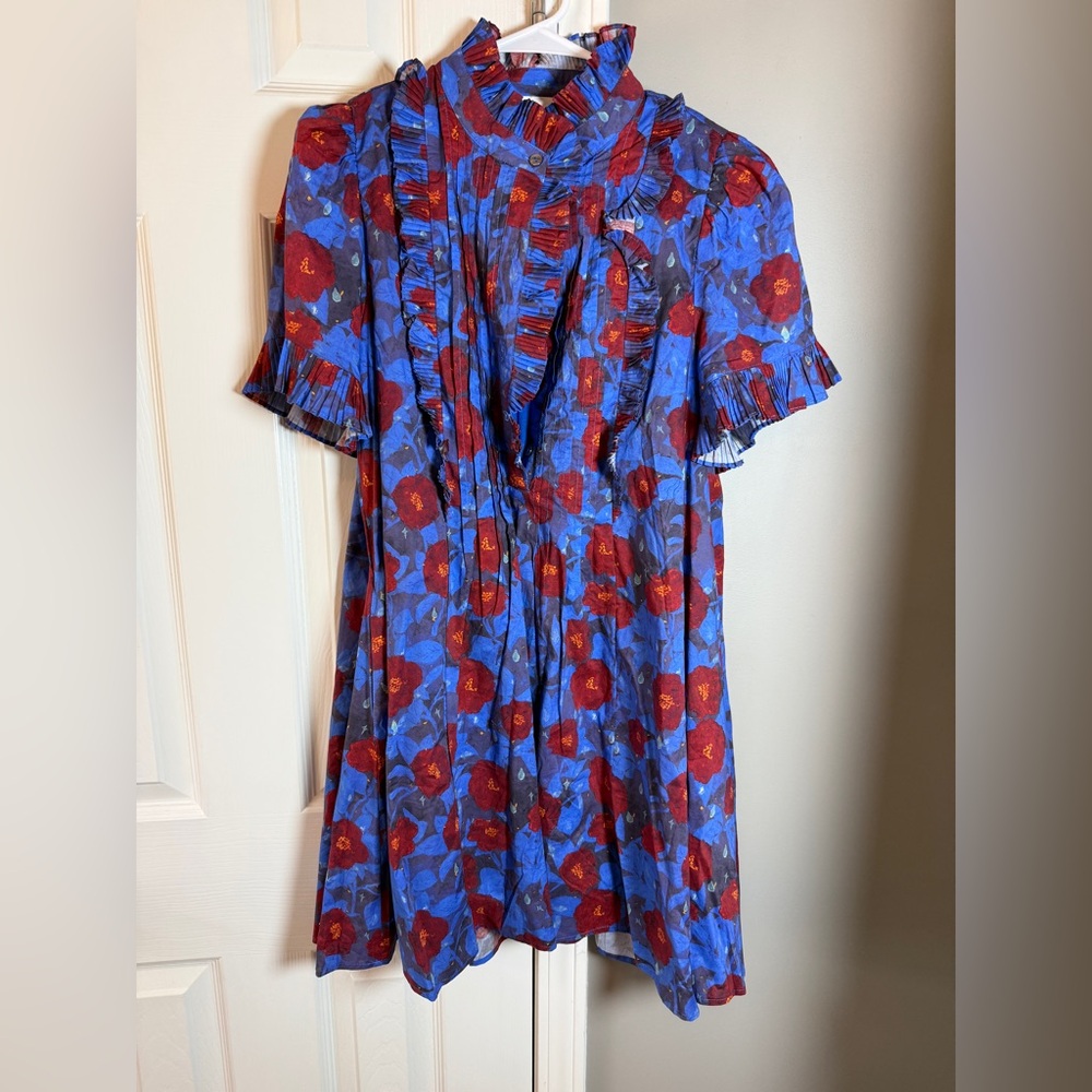 Entro Blue and Red Floral Mini Dress